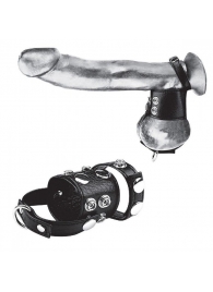 Утяжка на пенис и мошонку Cock Ring With 1.5  Ball Stretcher And Optional Weight Ring - BlueLine - купить с доставкой в Грозном