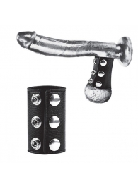 Чёрная утяжка на кнопках 100% PVC STRAP WITH METAL SNAP - BlueLine - купить с доставкой в Грозном