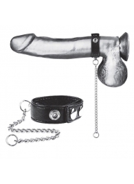 Утяжка на пенис с поводком Snap Cock Ring With 12  Leash - BlueLine - купить с доставкой в Грозном