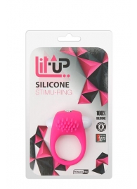 Розовое эрекционное кольцо с щеточкой LIT-UP SILICONE STIMU RING 5 - Dream Toys - в Грозном купить с доставкой