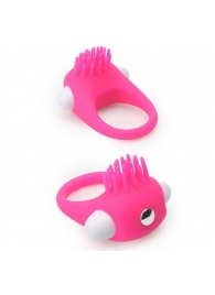 Розовое эрекционное кольцо с щеточкой LIT-UP SILICONE STIMU RING 5 - Dream Toys - в Грозном купить с доставкой