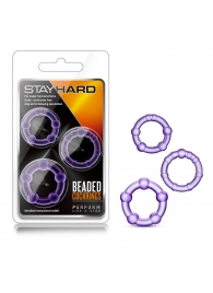 Набор из 3 фиолетовых эрекционных колец Stay Hard Beaded Cockrings - Blush Novelties - в Грозном купить с доставкой