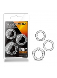 Набор из 3 прозрачных эрекционных колец Stay Hard Beaded Cockrings - Blush Novelties - в Грозном купить с доставкой