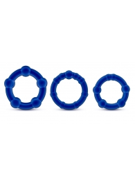 Набор из 3 синих эрекционных колец Stay Hard Beaded Cockrings - Blush Novelties - в Грозном купить с доставкой