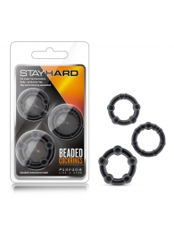 Набор из 3 чёрных эрекционных колец Stay Hard Beaded Cockrings - Blush Novelties - в Грозном купить с доставкой