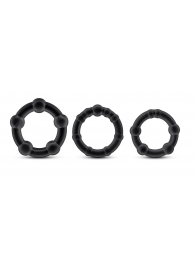Набор из 3 чёрных эрекционных колец Stay Hard Beaded Cockrings - Blush Novelties - в Грозном купить с доставкой