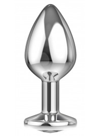 Большая серебристая анальная пробка Diamond Clear Sparkle Large с прозрачным кристаллом - 8 см. - Lola Games - купить с доставкой в Грозном