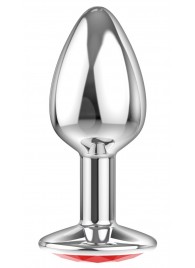 Малая серебристая анальная пробка Diamond Red Sparkle Small с красным кристаллом - 7 см. - Lola Games - купить с доставкой в Грозном