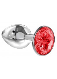 Малая серебристая анальная пробка Diamond Red Sparkle Small с красным кристаллом - 7 см. - Lola Games - купить с доставкой в Грозном