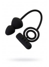 Чёрное эрекционное кольцо с вибростимулятором и анальным хвостом - Erotist Adult Toys - в Грозном купить с доставкой