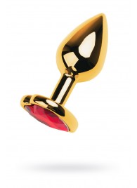 Золотистая анальная пробка с кристаллом-сердцем - 7,5 см. - ToyFa - купить с доставкой в Грозном