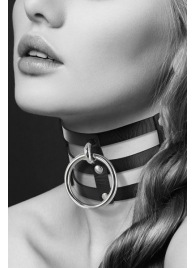 Чёрный тройной чокер с большим кольцом - Bijoux Pour Toi - купить с доставкой в Грозном