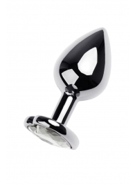 Серебристая анальная пробка с прозрачным кристаллом-сердцем - 8 см. - ToyFa - купить с доставкой в Грозном