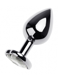 Серебристая анальная пробка с прозрачным кристаллом-сердцем - 8 см. - ToyFa - купить с доставкой в Грозном