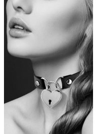 Черный чокер с замком в форме сердца - Bijoux Pour Toi - купить с доставкой в Грозном