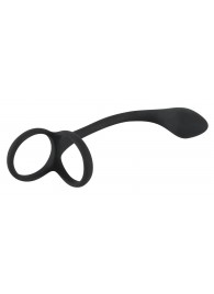 Эрекционное кольцо с утяжкой на мошонку и анальным плаг Black Velvets - Orion - в Грозном купить с доставкой