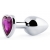 Серебристая анальная пробка с фиолетовым кристаллом-сердечком - 8 см. - Anal Jewelry Plug - купить с доставкой в Грозном