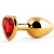 Золотистая анальная пробка с красным стразом-сердечком - 8 см. - Anal Jewelry Plug - купить с доставкой в Грозном