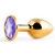 Золотистая анальная пробка с фиолетовым стразом - 7,2 см. - Anal Jewelry Plug - купить с доставкой в Грозном
