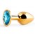 Золотистая анальная пробка с голубым стразом - 7,2 см. - Anal Jewelry Plug - купить с доставкой в Грозном