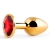 Золотистая анальная пробка с красным стразом - 7,2 см. - Anal Jewelry Plug - купить с доставкой в Грозном