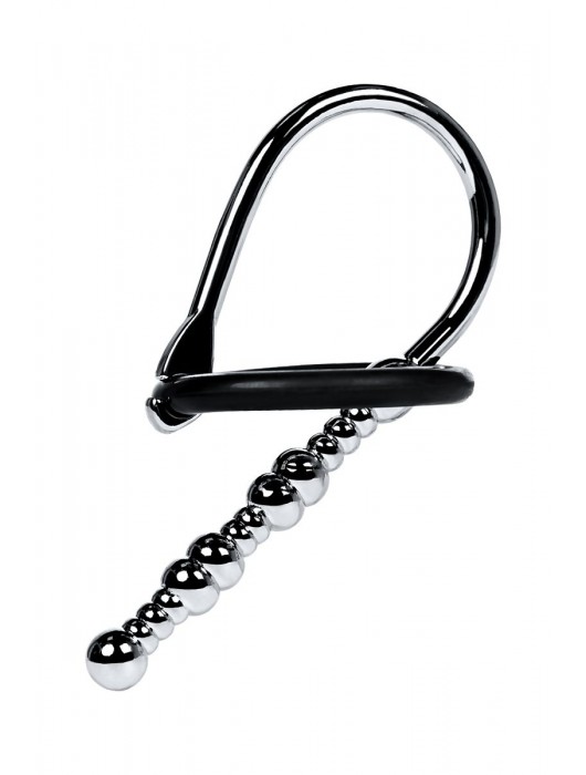 Серебристый уретральный плаг-бусины TOYFA Metal с мягким фиксириющим кольцом - ToyFa - купить с доставкой в Грозном