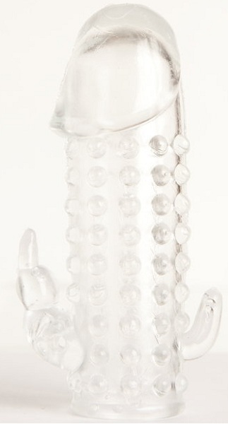 Гелевая прозрачная насадка с 2 отростками - 13 см. - Toyfa Basic - в Грозном купить с доставкой