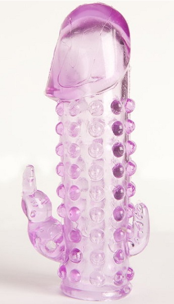 Закрытая фиолетовая насадка с 2 отростками - 13 см. - Toyfa Basic - в Грозном купить с доставкой