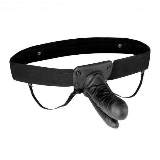 Полый страпон с двумя отростками и вибрацией Unisex Vibrating Hollow Strap-On Double Penetrating Dildo - 17,8 см. - Lux Fetish - купить с доставкой в Грозном