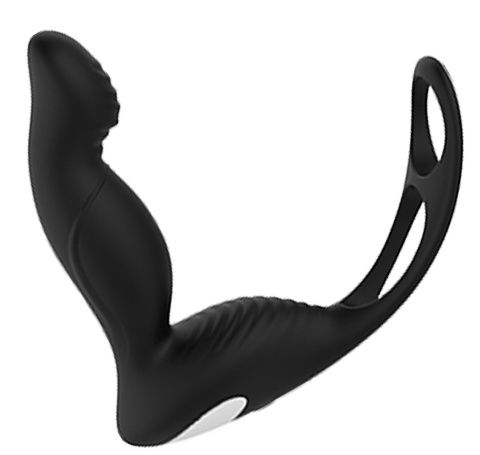 Черный вибромассажер простаты P-PLEASER W ERECTION ENHANCE - Dream Toys - в Грозном купить с доставкой