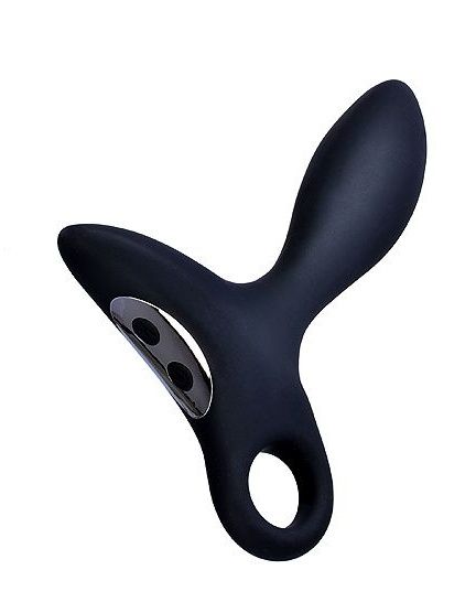 Черный силиконовый анальный вибромассажер Erokey с колечком-ограничителем - Erokay - в Грозном купить с доставкой