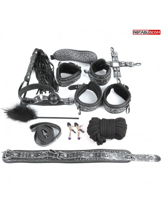 Чёрно-серебристый набор БДСМ - Notabu - купить с доставкой в Грозном