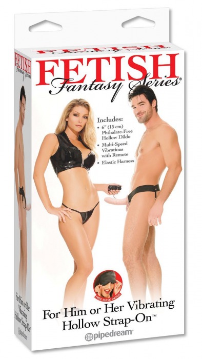 Полый страпон унисекс телесного цвета с вибрацией For Him or Her ​Vibrating Hollow Strap-On - 15 см. - Pipedream - купить с доставкой в Грозном