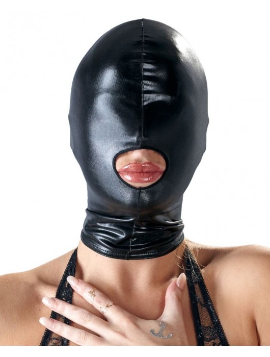 Черная эластичная маска на голову с отверстием для рта - Orion - купить с доставкой в Грозном