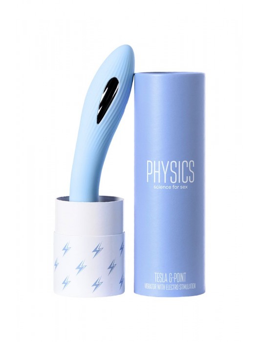 Голубой силиконовый вибратор с электростимуляцией TESLA G-POINT - 21 см. - ToyFa - купить с доставкой в Грозном