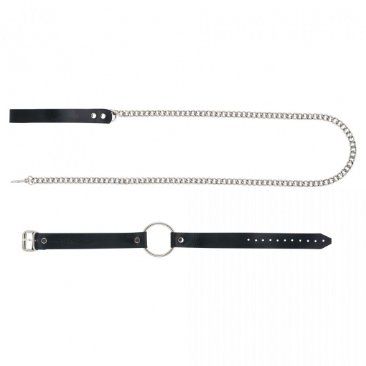 Черный поводок и чокер с кольцом Rada - Rebelts - купить с доставкой в Грозном