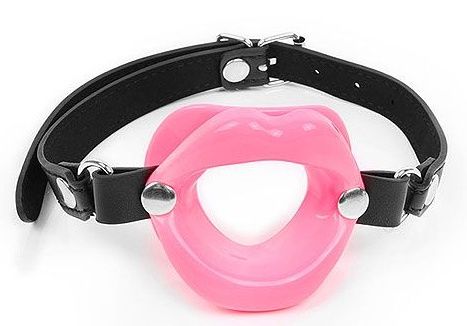 Розовый кляп-губки на черном ремешке - Notabu - купить с доставкой в Грозном