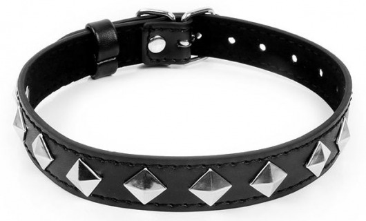 Черный ошейник с серебристыми ромбиками - Notabu - купить с доставкой в Грозном