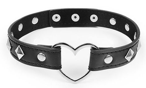 Черный ошейник с серебристыми ромбиками и сердечком - Notabu - купить с доставкой в Грозном