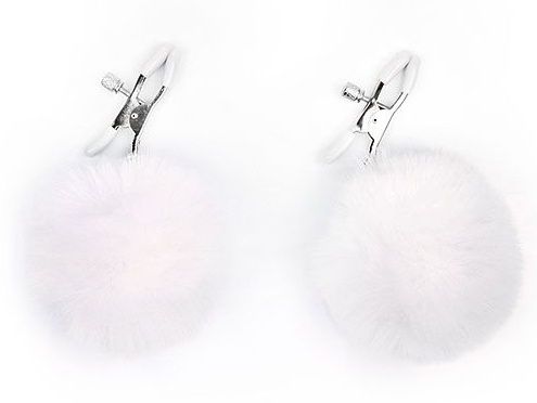 Зажимы для сосков с белым пушком - Notabu - купить с доставкой в Грозном