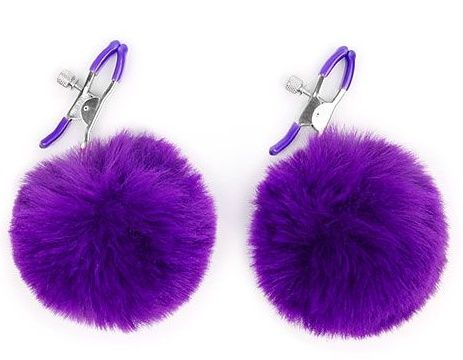 Зажимы для сосков с фиолетовым пушком - Notabu - купить с доставкой в Грозном