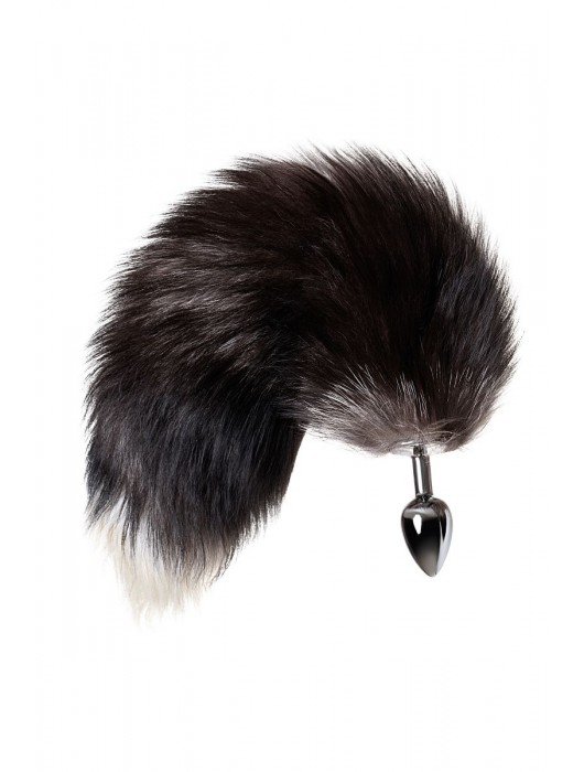 Серебристая металлическая анальная втулка с хвостом чернобурой лисы - размер S - ToyFa - купить с доставкой в Грозном