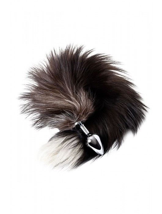 Серебристая металлическая анальная втулка с хвостом чернобурой лисы - размер S - ToyFa - купить с доставкой в Грозном