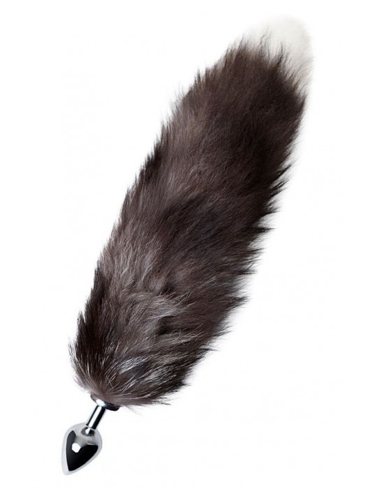 Серебристая металлическая анальная втулка с хвостом чернобурой лисы - размер S - ToyFa - купить с доставкой в Грозном