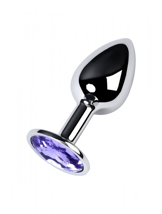 Серебристая конусовидная анальная пробка с фиолетовым кристаллом - 7 см. - ToyFa - купить с доставкой в Грозном