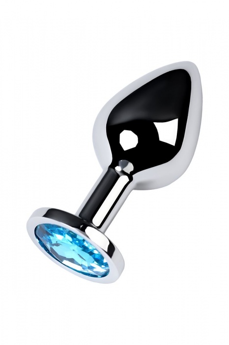 Серебристая конусовидная анальная пробка с голубым кристаллом - 8 см. - ToyFa - купить с доставкой в Грозном