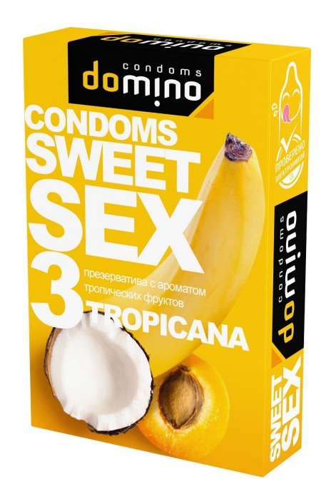 Презервативы для орального секса DOMINO Sweet Sex с ароматом тропических фруктов - 3 шт. - Domino - купить с доставкой в Грозном