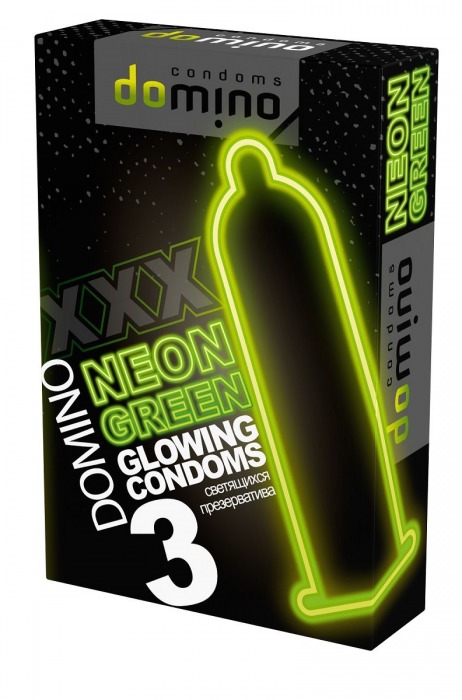 Презервативы DOMINO Neon Green со светящимся в темноте кончиком - 3 шт. - Domino - купить с доставкой в Грозном
