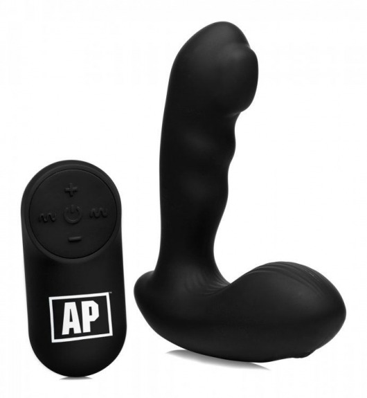 Черный стимулятор простаты Alpha-Pro 7X P-Milker Silicone Prostate Stimulator with Milking Bead - XR Brands - в Грозном купить с доставкой