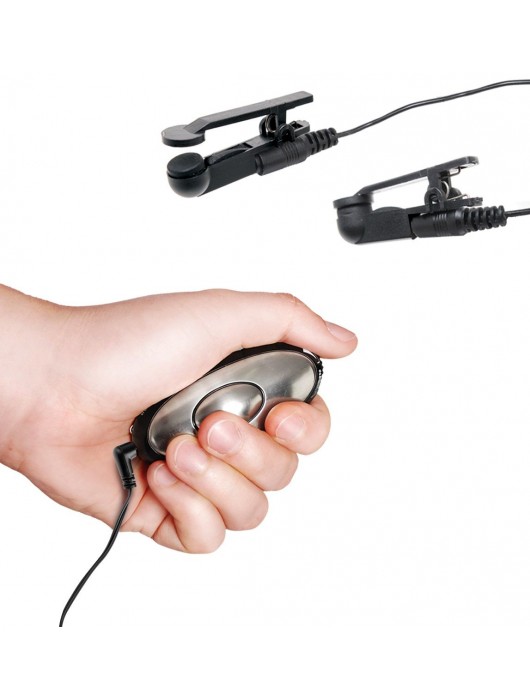 Черные электрические зажимы для сосков Shock Therapy Nipple Clamps - Pipedream - купить с доставкой в Грозном